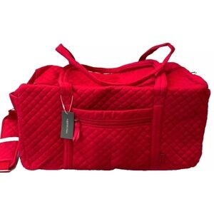 Vera Bradley Large Travel Duffel Bag Cardinal Red Quilted Cotton Carry On New